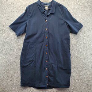 Duluth Trading Co Navy Blue Button-Up Dress